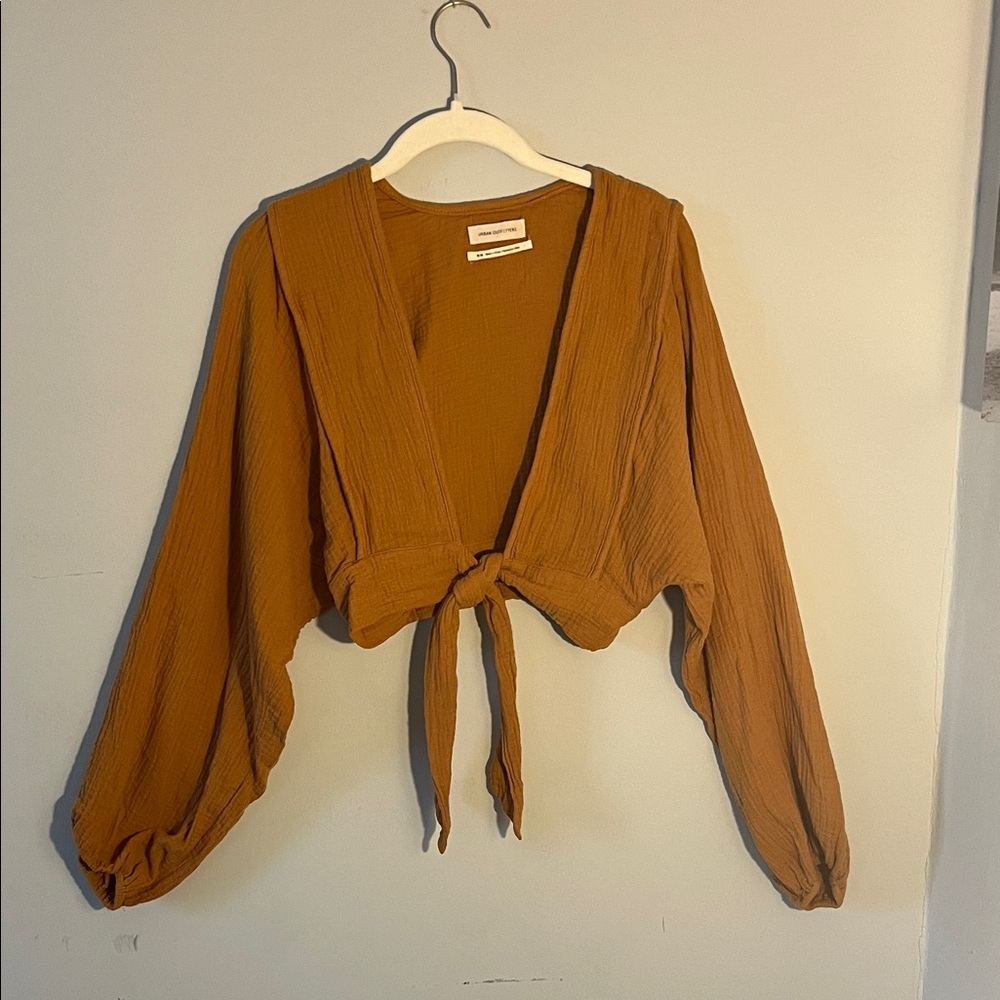 Urban Outfitters Mustard Tie-Front Blouse